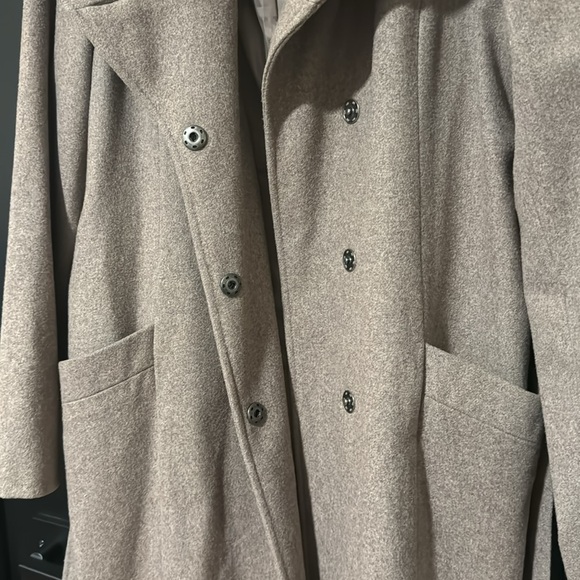 Merona Wool Blend Oatmeal/ Grey Color Long Peacoat with Belt - Picture 6 of 13